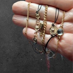 NWT 5 PC Gold and Black Layering Bracelet Collection for Nadine West